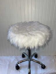 White Faux Fur Stool