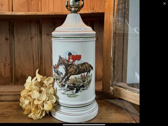Vintage Porcelain Pfalzgraff Hunting Scene Lamp