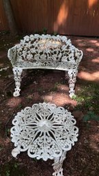 Set Of Cast Iron Table And Loveseat