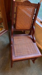 Handcrafted Antique Mahogany And Cane Rocking Chair