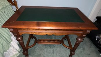 Victorian Golden Oak Green Man Desk, 1900s Vintage RARE!