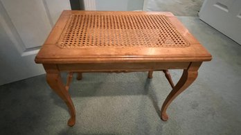French Walnut Side Table With Cane Top Louis XV Style Cained Table