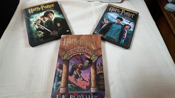 Harry Potter DVDs And Book- Prisoner Of Azkaban, Chamber Of Secrets, Sorcerer's Stone DVD And Book