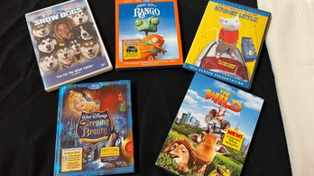5 Pcs. Assorted DvD's - Snow Dogs, Rango, Sleeping Beauty, The Wild And Stuart Little