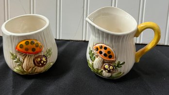 Set Of 2 Vintage Sears Roebuck Co Merry Mushroom Creamer Mug Cup Japan