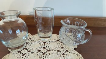 Orrefors Crystal Vase, Waterford Crystal And Crystal Water Pitchers