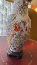 MCM Chinese Porcelain Table Lamp Asian Peacock Lamp