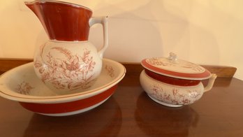 Vintage Wash Basin Set And Chamber Pot