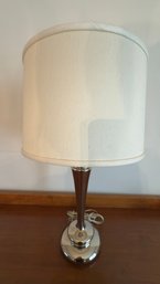 Modern Chrome Metal Table Lamp With Fabric Shade