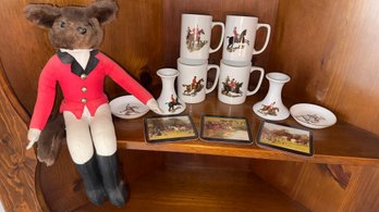 Mitterteich Porcelain Fox Hunting Mugs, Decanter And Other Like Items