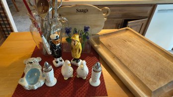 Whimsical Kitchen Lot - Peeper & Slat Shakers, Cutting Boards, Spoon Rest, Utensils & More!
