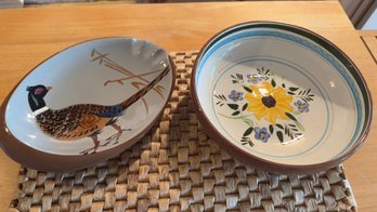 Stangl Pottery Country Garden Serving Bow &  Vintage Stangl Pottery Pheasant Ashtray #3962C