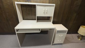 Whitewash Oak Finish Computer Desk And Filing Cabinet