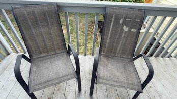 Black Aluminum With Gray Outdoor Fabric Patio Chairs