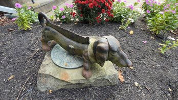 Vintage Metal Dachshund Sundial Lawn Ornament WOW!