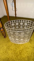 Lucite Clear Acrylic Atomic Starburst MCM Vintage Wastebasket Trashcan & Singer Fashion Mate In Sewing Table