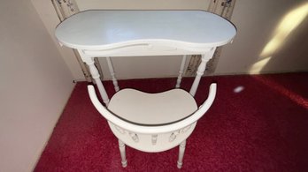 Antique White Wood Vanity With Seating