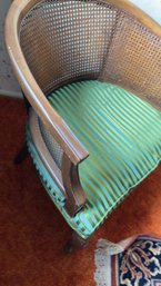 MCM Ethan Allen Cane /back Barrel Chair & Wooden Ladderback Chair