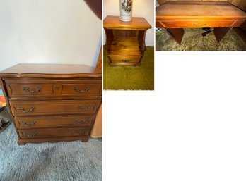 Vintage Chest Of Drawers, Nightstand And Small Desk - ALL SOLID WOOD!