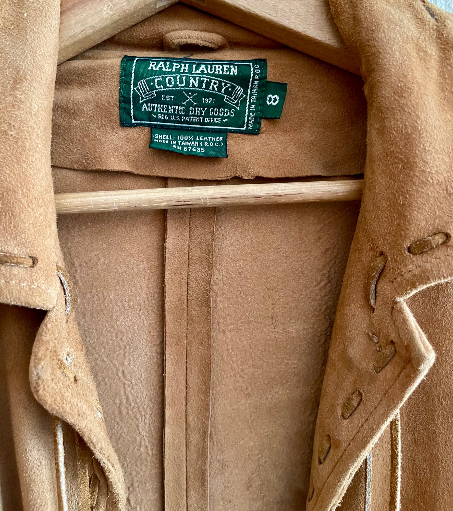 Vintage Ralph Lauren Country Suede Leather Coat With Silver