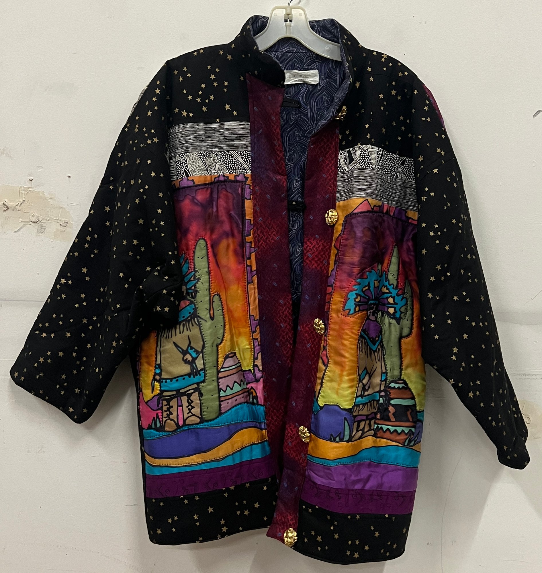 Wavlynn Women's Oversized Patchwork Cotton Coat With Blue And White Floral Panels For Fall main image 1