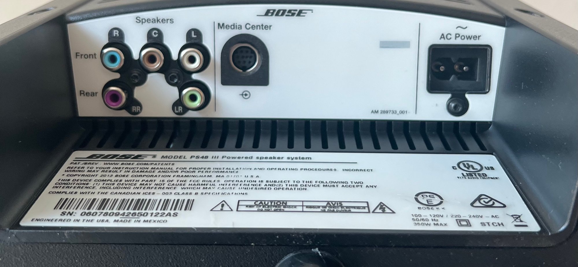 Bose Model PS48 III Powered Speaker System Subwoofer With Power