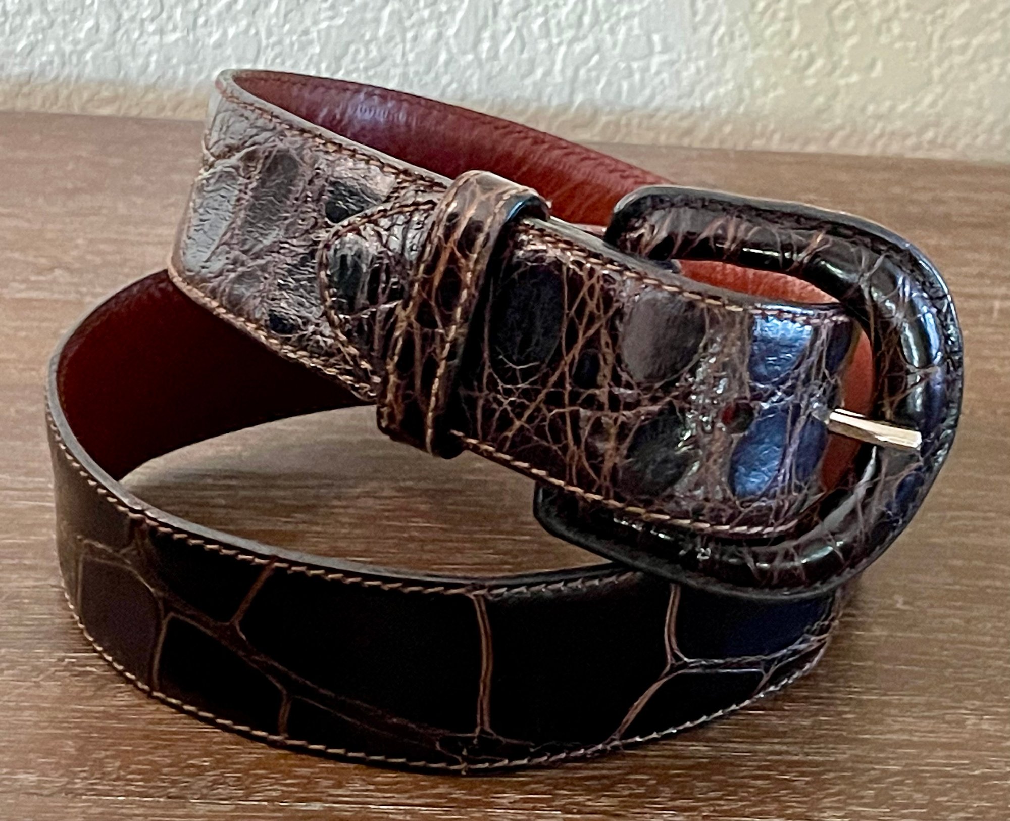 Vintage Ralph Lauren Genuine Alligator Belt 30 Made In Italy 