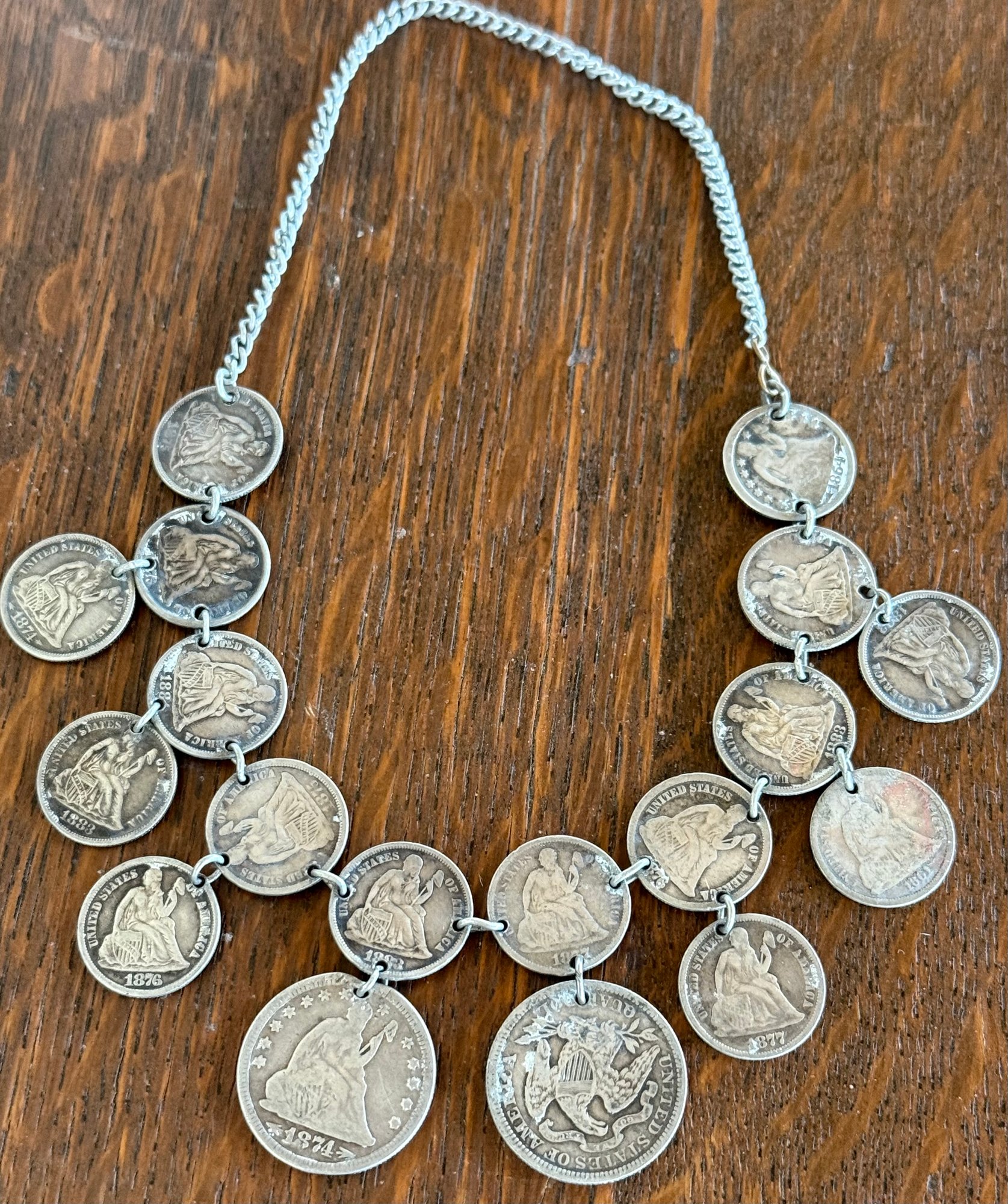 Antique Family Tree Silver Antique 18 Coin 1863 - 1883 Love Token