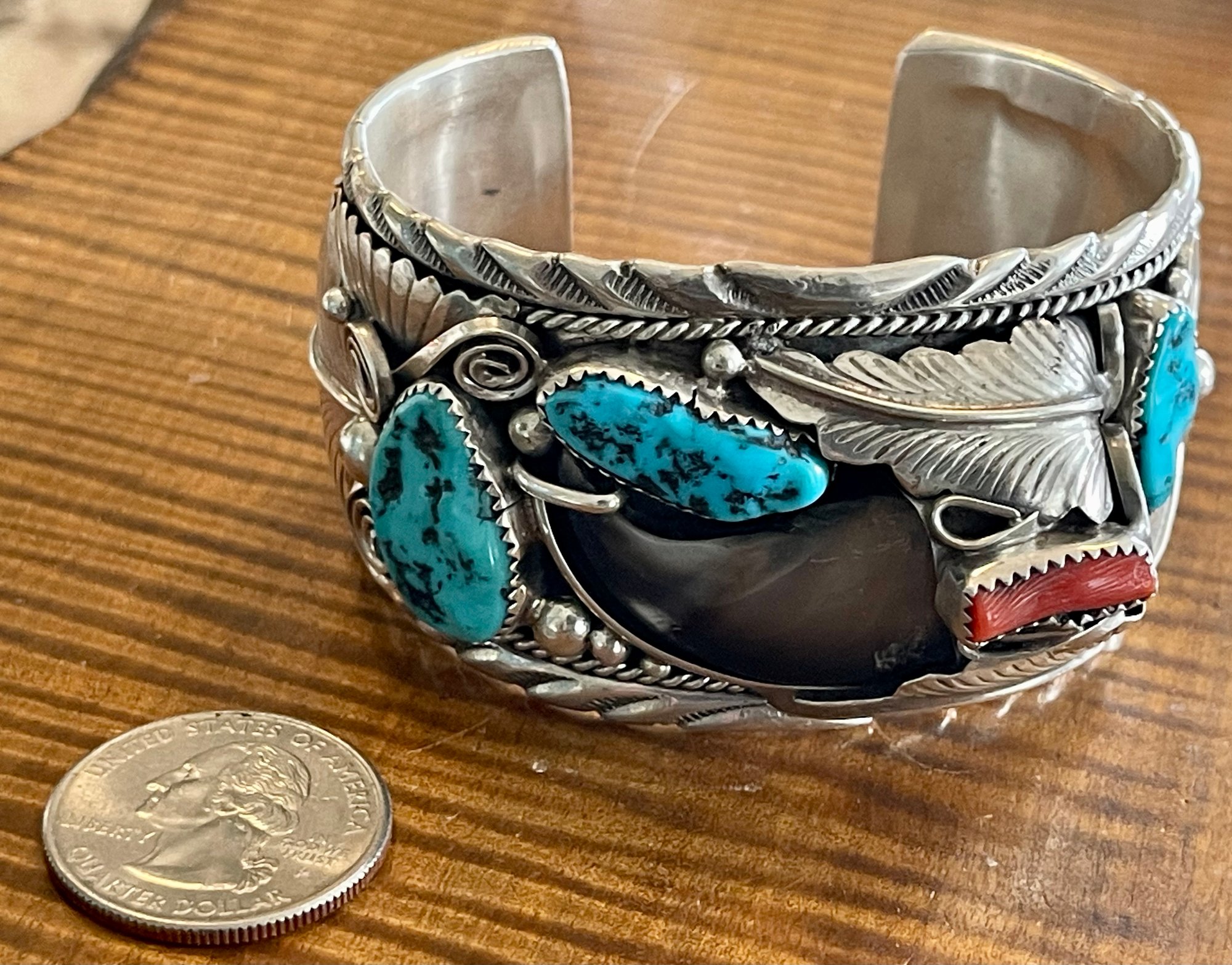 M.Thomas Jr.‎ Navajo Turquoise Silver Watch Lot - MIKE THOMAS JR NAVAJO STERLING SILVER TURQUOISE CORAL  main image 4