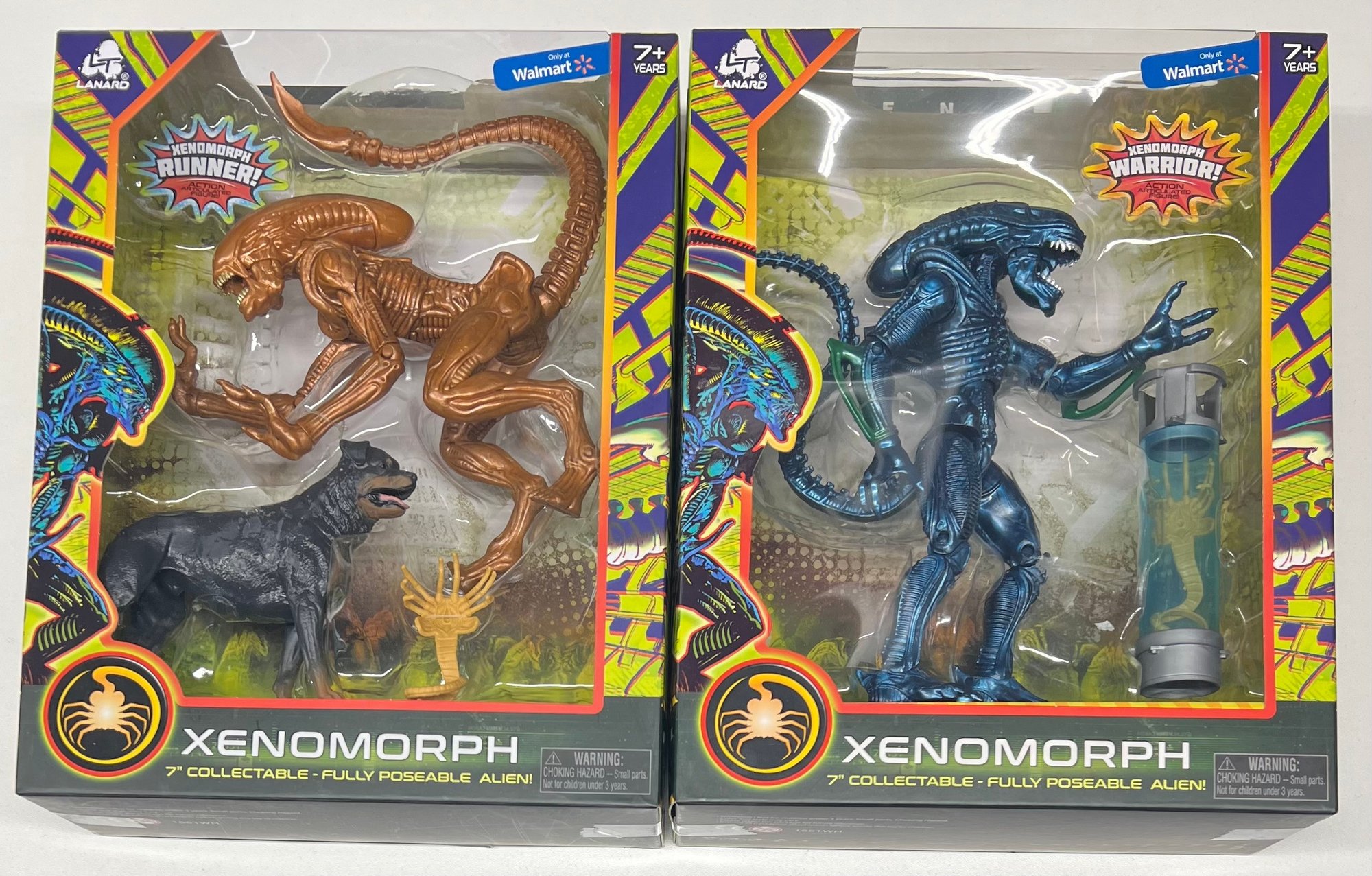 (2) Lanard Toy Limited 2021 Xenomorph Warrior & Runner Glow In The Dark ...