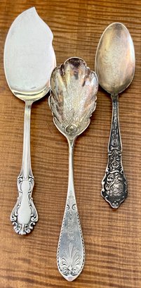 60 Grams-antique Coin Silver Sugar Shell Spoon, Sterling Jelly