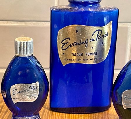 Vintage Evening In Paris Bourjois Cobalt Blue Perfume Bottles