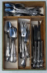 Small Lot Of Assorted Treasure Chest Stainless And Orleans Silver Stainless Japan Silverware