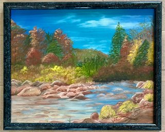 Original Signed Selma Williams Autumn Landscape Oil On Board Painting In Frame