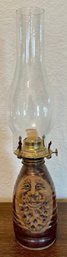 Hand Made Studio Pottery Face Oil Lamp With Hurricane Initialed