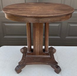 Vintage Wooden Oval Pedestal Base Side Table