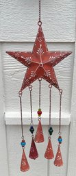 25' Metal Star And Bell Wind Chime With Beads