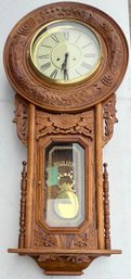 Vintage Regulator Long Case 48' Wall Clock With Key