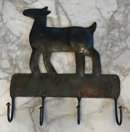 Vintage Hammered Metal Doe Coat Hanger