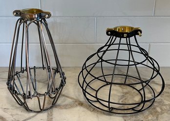(2) Industrial Metal Wire Lamp Cage Shades