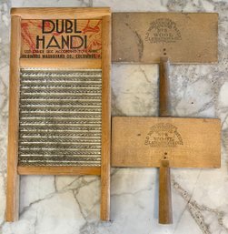 Dubl Handi Wash Board And (2) Old Whittemore No. 8 Wool Card Combs