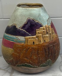 Vintage Hand Painted Ceramic 8.75' Vase By Selma