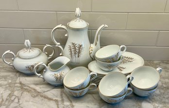 Vintage Fukugawa Arita Hand Painted Tea Set With Snack Plates, Teapot Cream, Sugar, And Cups