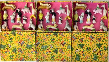 (3) Boxed Sets Of 1930's Made In Occupied Japan Porcelain Circus Figurines NIB