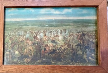 Large O Becker Custers Last Stand Print In Wood Frame