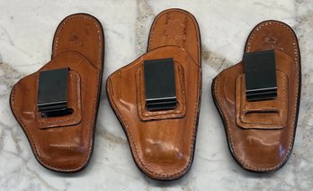 (3) Bianchi 100 Leather Inner Waist Band Holsters - SZ10A, 9A, And 11