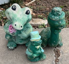 Concrete Yard Art - Frog, Alligator, And Turtle