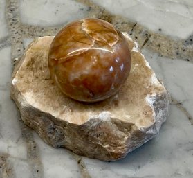Small Stone Sphere With Lamp Base