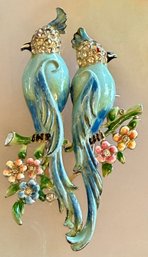 Stunning Coro Duette Rare Enamel Bird Fur Clips Brooch