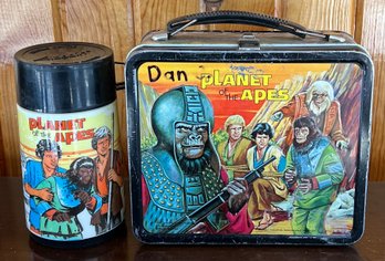 Collectible Aladdin 1974 Planet Of The Apes Tin Lunch Box With Thermo Bottle